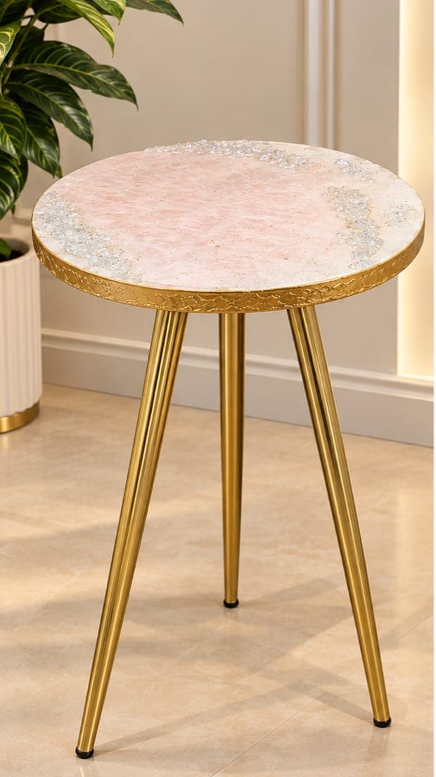 Pink and white glitter coffee table