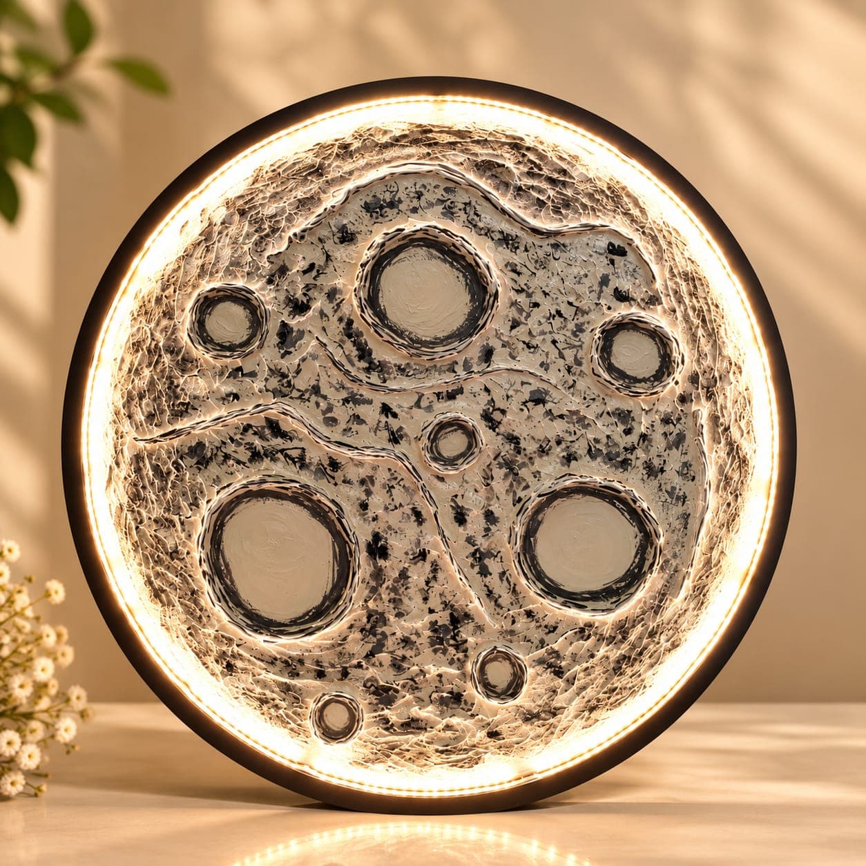 LED Moon Texture Wall Art