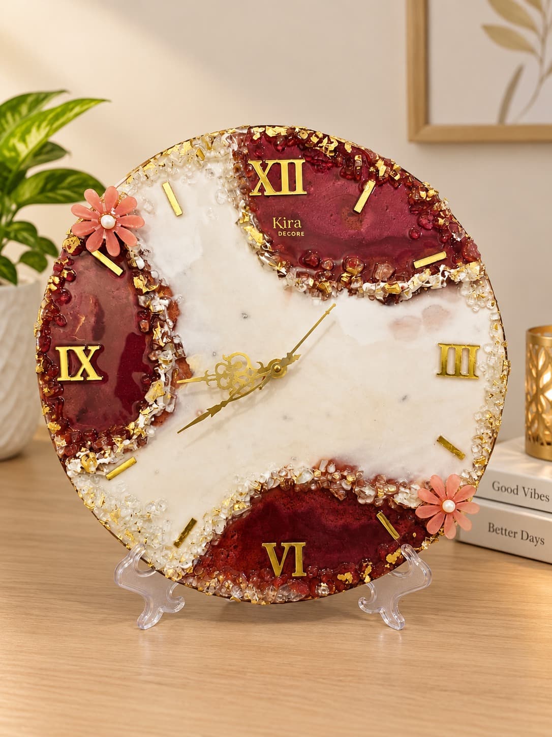 Resin Red White Wall Watch