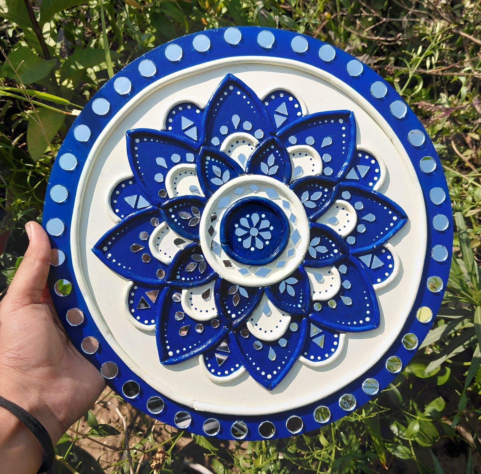 White & Blue Luxury Lippan Wall Decor