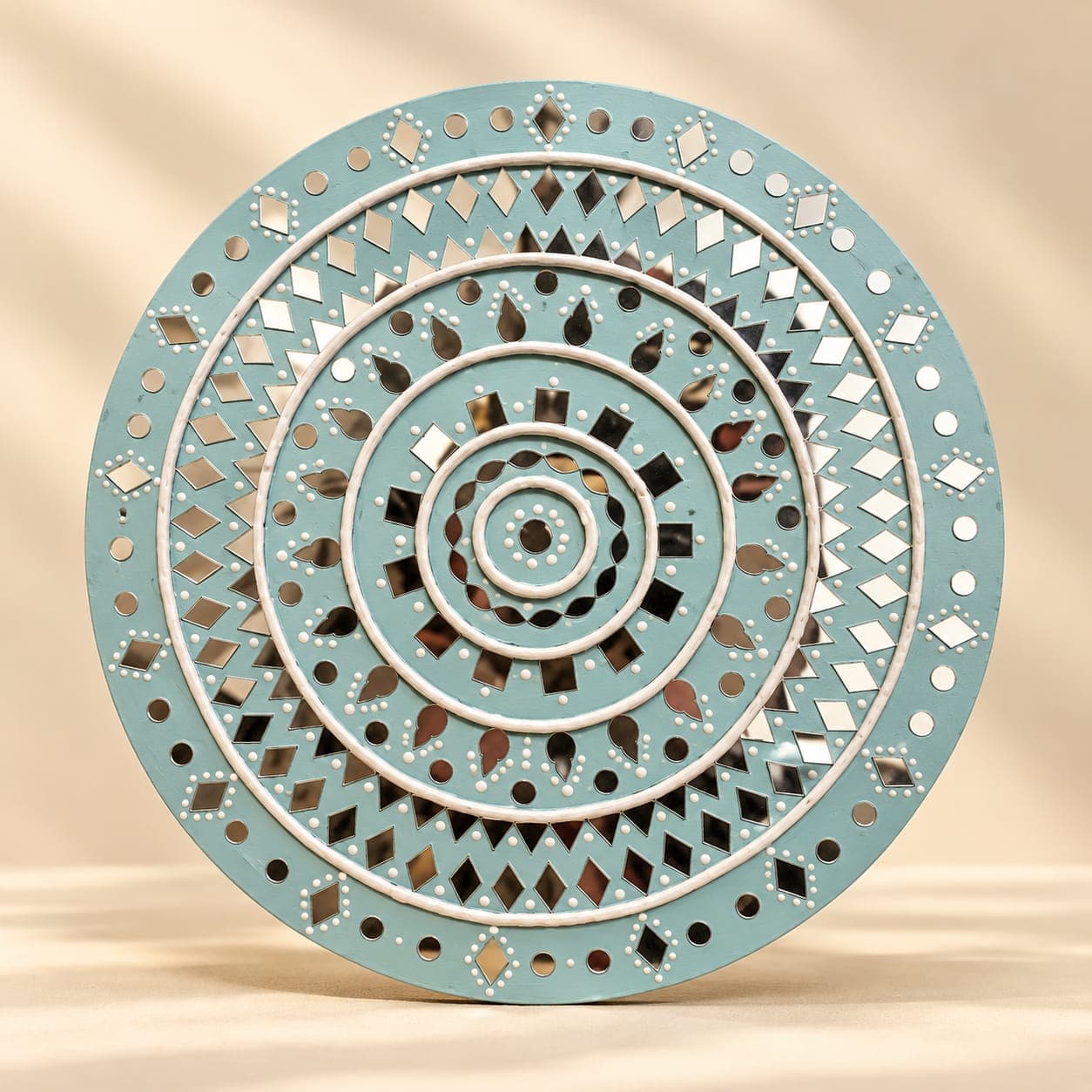 Blue Lippan Wallart with Mirror Work