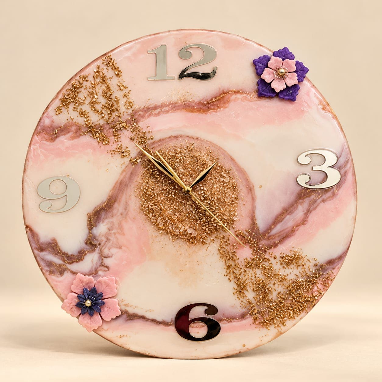 Resin Pink & White Luxury Wall Watch