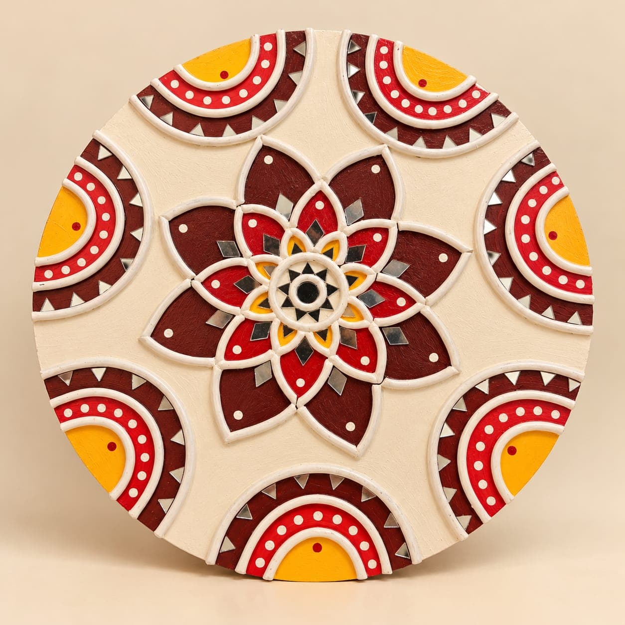 Red, Maroon & Yellow Luxury Lippan Wall Decor