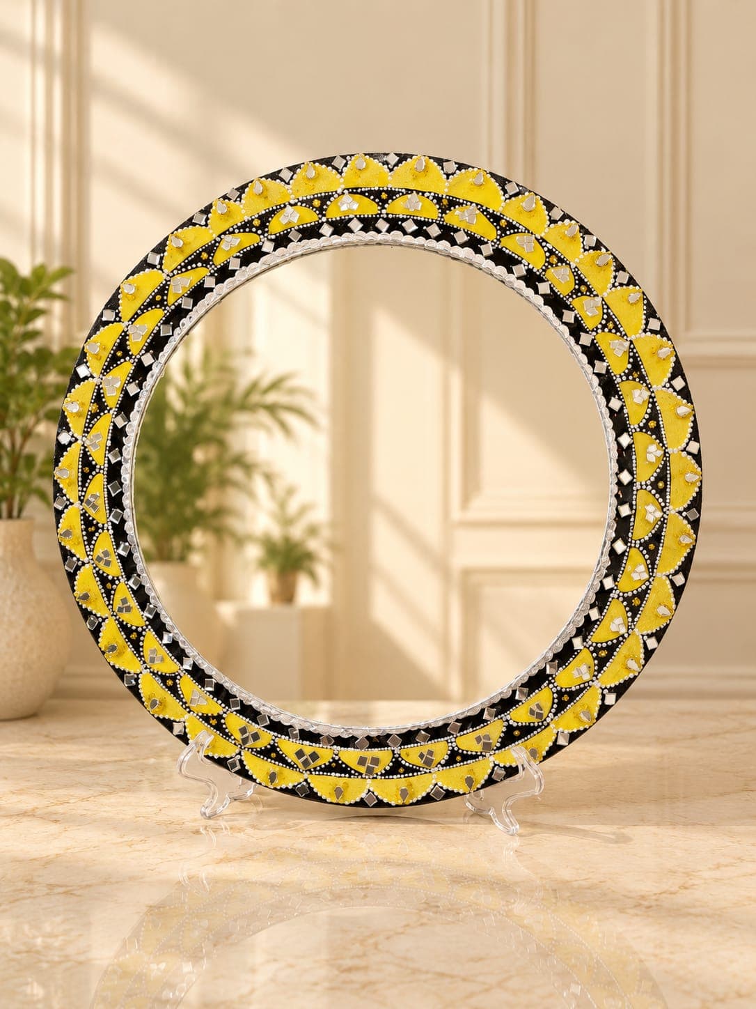 Yellow & Black Mandala Mirror Wall Decor